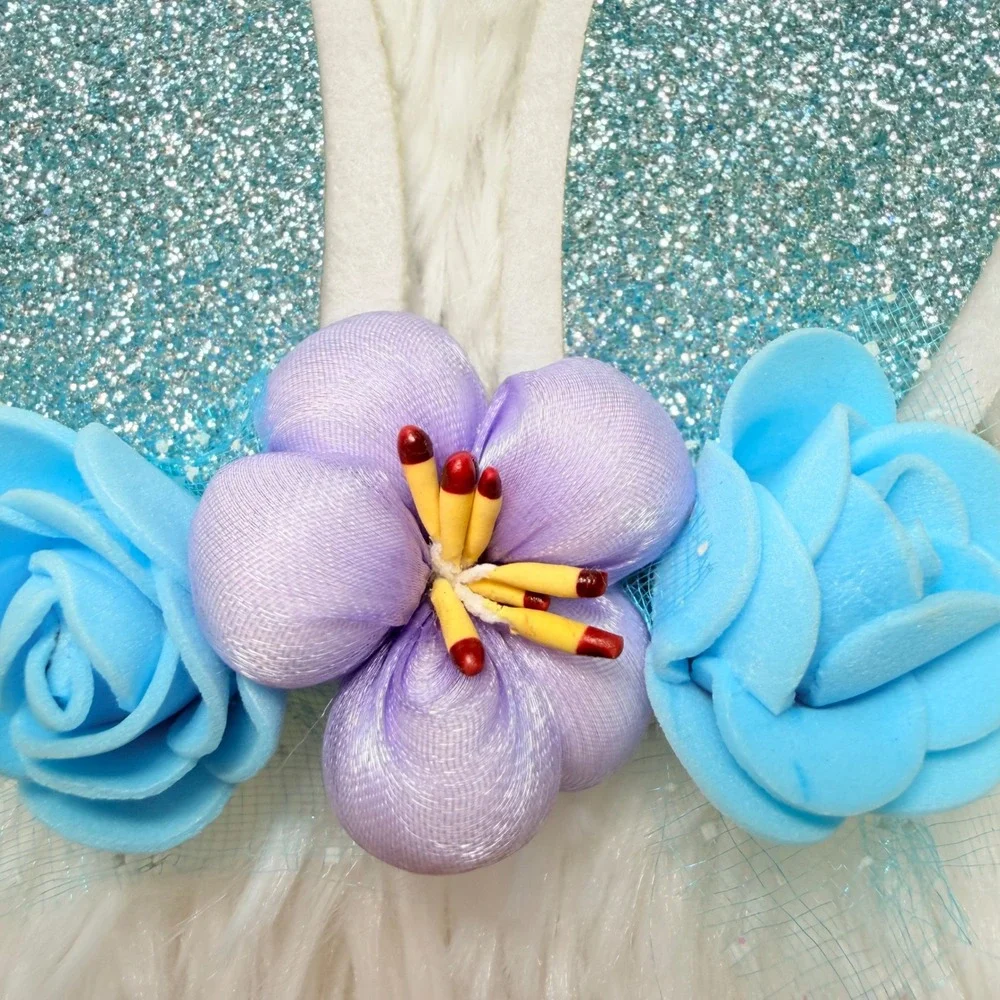 2 Floral Bunny Cat Ear Headbands Halloween Costume Dress Up Fairycore
